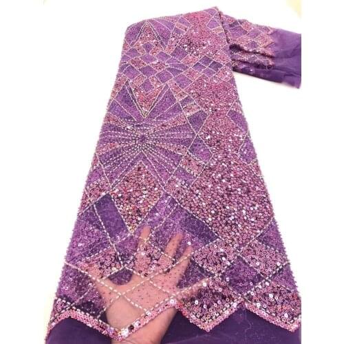 Nigerian beaded Lace Fabric Top Sale SYJ-188882 Fashion Embroidery Tulle French lace fabric