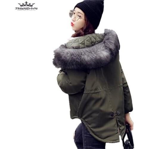 Tnlnzhyn 2019 New Women Autumn Winter Jacket Coat Fashion Hooded Fur Collar Down Cotton Jacket Female Slim Thicken Parka Y608