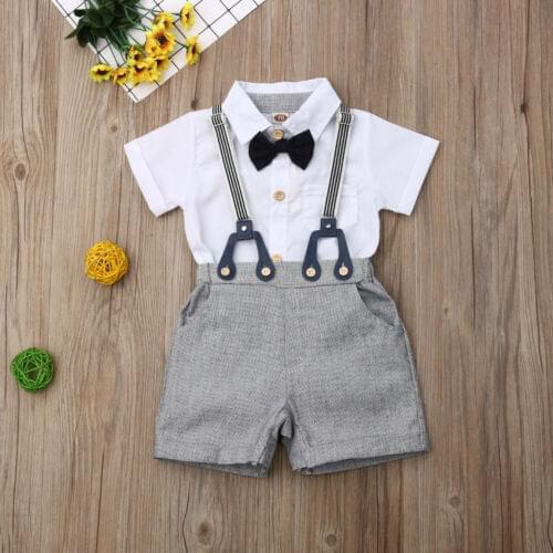 Newborn Infant Baby Boys Gentleman Clothes Shirt Tops Bib Pants Outfits Set Baby Formal Boys Clothing