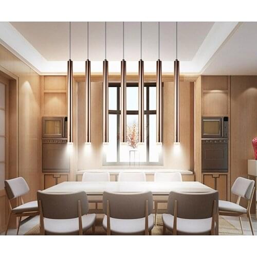 Ceiling light LED lights tubular long Design 5heads Luxury Modern Aviation Aluminum Dining Room Bar Bright Metallic Color