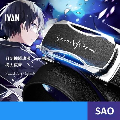 Anime Sword Art Online SAO Kirito Kirigaya Kazuto Cosplay Unisex Vintage Belt Adjustable PU Waistband Props Fashion Daily Gifts
