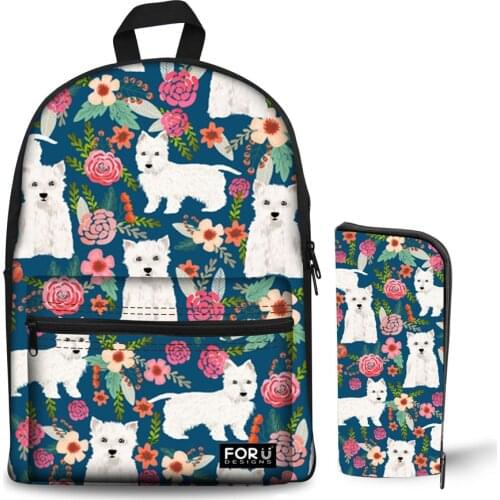 NOISYDESIGN School Backpack for Girls Highland Terrier Printing School Bags Children Schoolbag Satchel Teenagers School Supplies