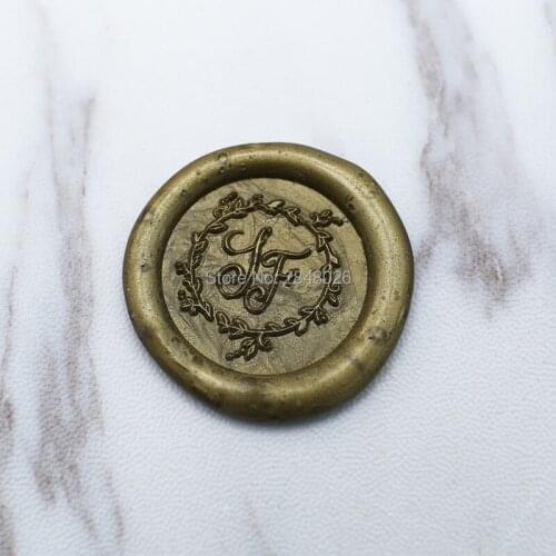 Custom initials with wreath Wax Seal Stamp, personalised double letters wedding stamp, invitation seals, Scrapbooking stamp