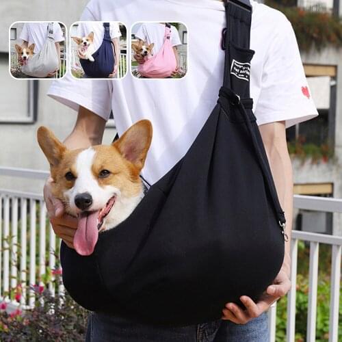 Pet Dog Sling Carrier Small Cat Hand Free Carry Backpack Trip Carrier Tote Shoulder Bag with Pocket Belt Adjustable Shoulder