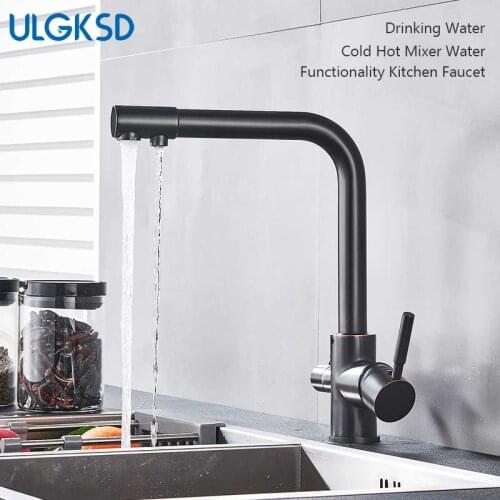 ULGKSD Purified Faucet Chrome Kitchen Faucets Dual handle Kitchen Faucet Purification Water Drinking Water Tap Kitchen Mixer Tap