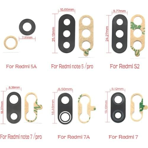 10Pcs Back Rear Camera Glass Lens For Redmi 8 8A 9 7 7A S2 5A 6A 9A 9C Note 8T 7 8 9 Pro 9S For Xiaomi Mi 9T With Adhesive
