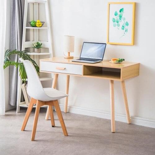 110*75*50CM Desk Wood Color With Wooden Legs Simple Solid Beech Wood Computer Desk Office Desk Modern Computer Table HWC