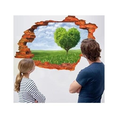 3D three-dimensional wall stickers, wall stickers stickers living room bedroom bed room decor scenery mural painting creative ba