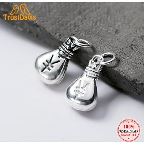 Trustdavis Real 925 Sterling Silver Fashion Sweet Purse Charm Pendant Handmade DIY Accessories Fine Jewelry Wholesale DZ267
