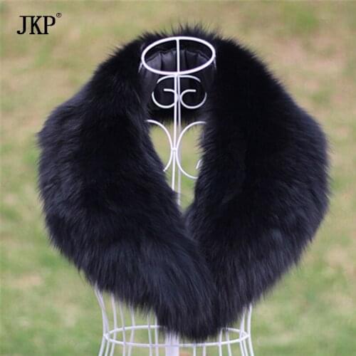 Real handmade fox fur collar /Raccoon fur scarf /black 90cm*12-13cm