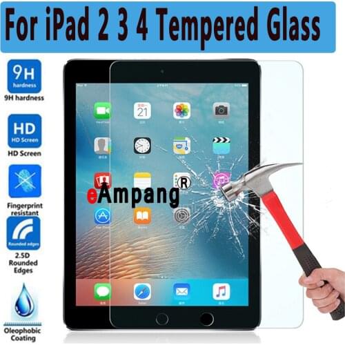 Premium Tempered Glass for Apple iPad 2 3 4 Clear ScratchProof Screen Protector Glass Film for iPad2 / iPad3 / iPad4 9.7