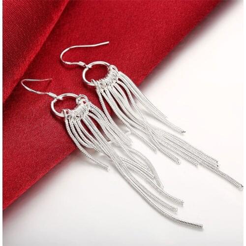Hot high quality brands 925 Sterling Silver Vintage tassel Earrings for Women fashion luxury Jewelry Holiday gifts party wedding