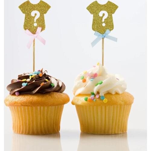 12Pcs/Set Cake Topper Gender Reveal Cupcake Toppers Pink Blue Cake Topper Boy Or Girl Baby Shower Birthday Party Decoration