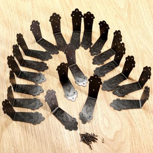 20Pcs Decorative Corner Protectors Antique Furniture Fittings Vintage Metal Corner Bracket for Chest Case Box Corner Protector