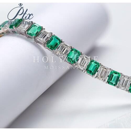 2020 new design custom bracelet white emerald cut moissanite and green diamondgemstone Серьги кольцо браслет кольца браслеты ьги