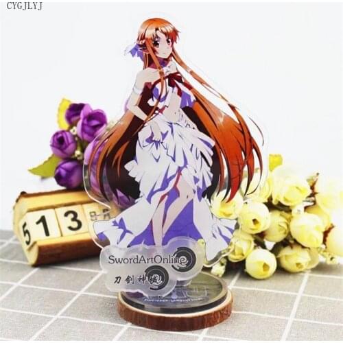 2021 Anime Sword Art Online Kirito Asuna Yuuki Sinon Keychain Acrylic Print Two-Sides Arcylic Stand For Women Men Jewelry 15cm