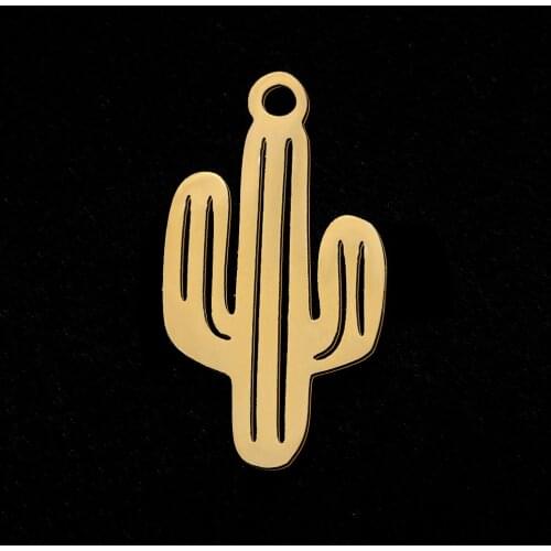 5pcs/lot 100% Stainless Steel Cactus Barbary Fig DIY Earring Pendant Charm Wholesale Jewelry Necklace Making Charms