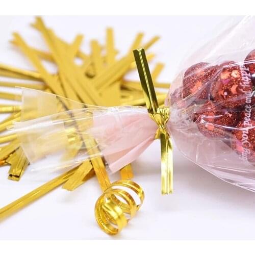 800Pcs Metallic Twist Wire Ties Candy Bag Baking Packaging Cello Bags Ligation Lollipop Dessert Sealing Twist Tie Party Supplies