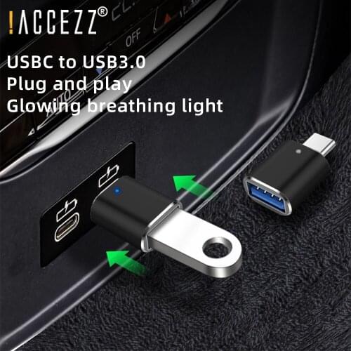 !ACCEZZ Type-C To USB A 3.0 OTG Adapter for Samsung Xiaomi Samsung Mouse Keyboard USB Disk Flash OTG with LED USB C Connectors