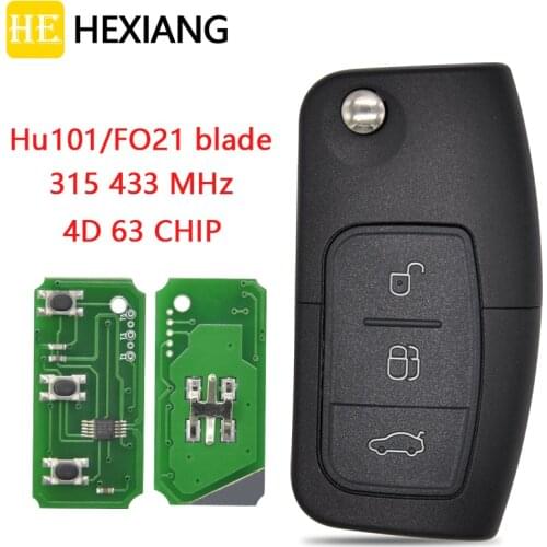HE Xiang Car Remote Control Car Key For Ford Focus C-Max D-Max S-Max Mondeo Fiesta Galaxy Fusion KA 315/433MHz 4D60 4D63 Flip