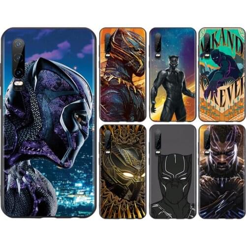 Marvel Avengers Black Panther For Huawei P50 P40 P30 P20 P10 P9 P8 Lite E Pro Plus Lite Mini 2019 2017 Black Soft Phone Case