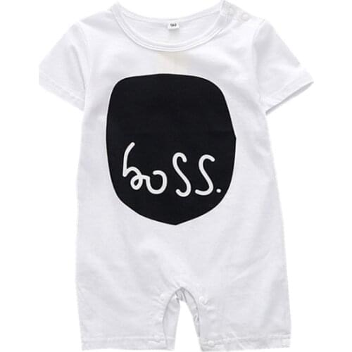 Toddler Boy White Romper Boys Clothes Short Sleeve Summer Outfit Printing Novelty Pattern Jumpsuit One Piece Climbing Suits