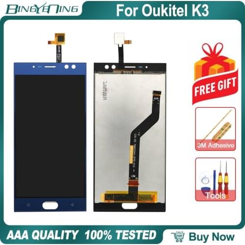 BingYeNing 5.5" For Oukitel K3 LCD&Touch screen Digitizer with frame display Screen phone accessories assembly replacement tools