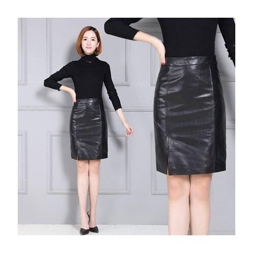 Top brand Leather Slim Professional Long Skirt K90 high quality