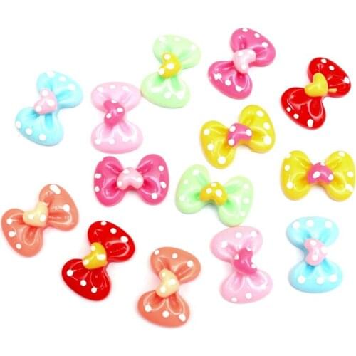 LF 50Pcs Resin Bowknot Decoration Crafts Flatback Cabochon Embellishments For Scrapbooking Kawaii Cute Diy Accessories