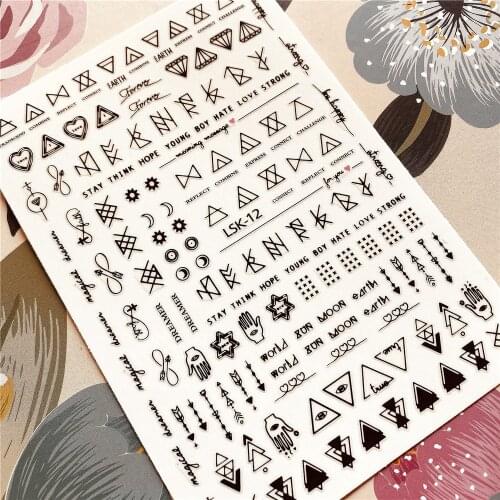 LSK-12 MG-393 Geometric Nail Decals Back of the hand and palm Eye 3D Back glue Nail decal Nail sticker Nail decoration Nail art