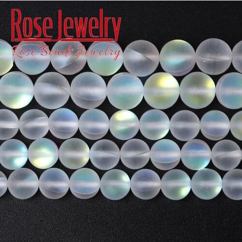 A+ Matte White Frosted Austria Crystal Round Beads Glitter MoonStone Beads For Jewelry Making 6 8 10 12mm Diy Bracelet Wholesale