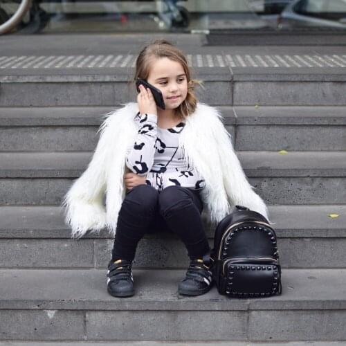 Fashion Furry Faux Fur Coat Women Fluffy Warm Long Sleeve Female Outerwear family matching Jacket Hairy Collarless Overcoat