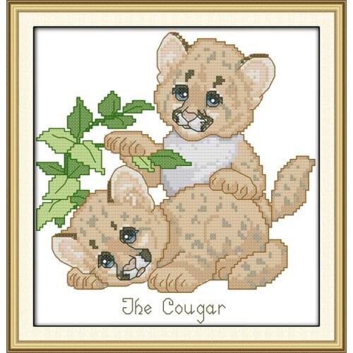 The cougar cross stitch kit animal 18ct 14ct 11ct count print canvas stitching embroidery DIY handmade needlework plus