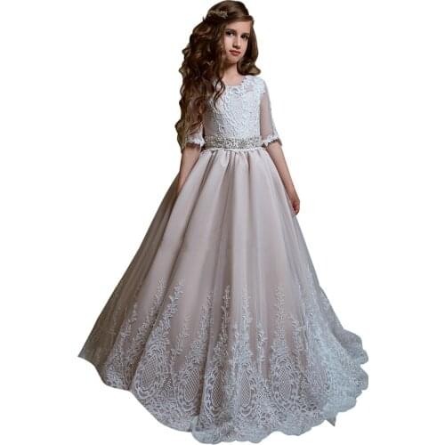 Fancy little girls dress vestidos para nina deguisement enfant fille first communion dresses party puffy kids dresses for girls