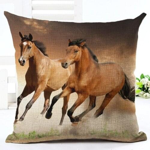 New Cotton Linen printing animal horse pillowcase fashion home sofa cushion cover comfortable seat pillow covers