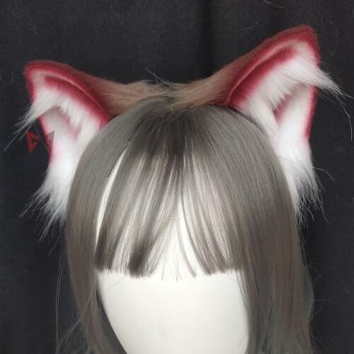 New Brown Wine Red Cat Ears Hair Hoop Headwear Hand Made Work For KC Cosplay Party Game Costume Accessories Custom Made