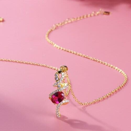 TGNEL S925 Sterling Silver Necklace Pendants Pink CZ Crystal Sweater Chain Fine Jewelry Beauty Choker for Women Wedding