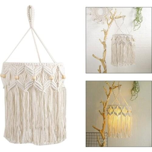 Hand Woven Macrame Lamp Shade Boho Light Cover Tassel Hanging Lamp Home Living Room Dorm Decoration