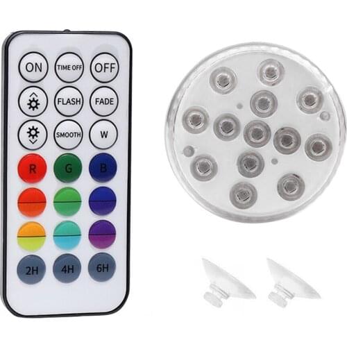 Remote Control Submersible Light IP68 Waterproof Battery Operated Lamp Multi Color Submersible LED Underwater Light 13 LED