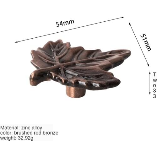 Antique Leaves Furniture Handles Wardrobe Drawer Knobs Red Bronze Kitchen Cabinet Door Handles Retro Creative Zinc Alloy