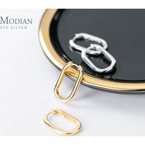 Modian Simple Letter O Shape Earring Geometric Oval 925 Sterling Silver Hoop Earring for Women Fashion Fine Jewelry Accessories