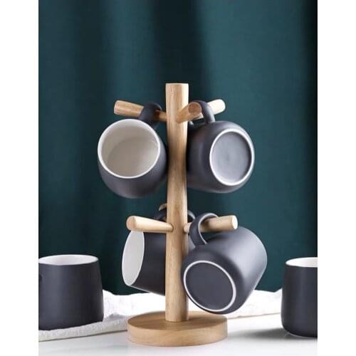 Cup Storage Rack Solid Wood Beech Cup Sponge Holder Sink Organizer Household Glass Water Cup Rack Drain Mark Japanese Style