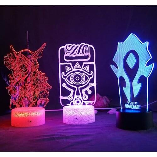 Game Room 3D Night Light World of Warcraft Touch Sensor Table Lamp Color Changing Nightlight for Kids Child Bed Room Decor Gift