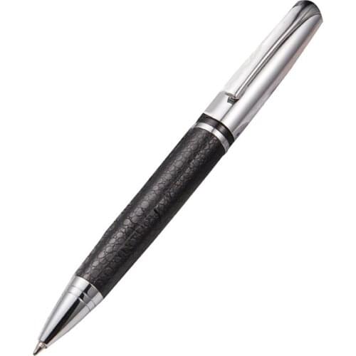 T3EE Rotary Business Pen 0.5mm Black Ink Leather Metal Ballpoint Pens Stationery Gift