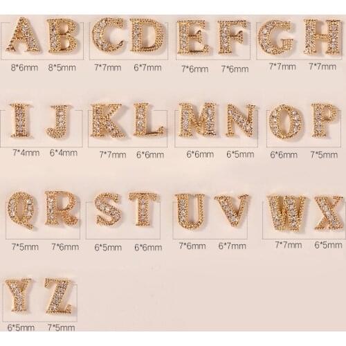 10pcs English Letters zircon nail art jewelry decoration metal zircon crystal nail accessories professional nail art supplies
