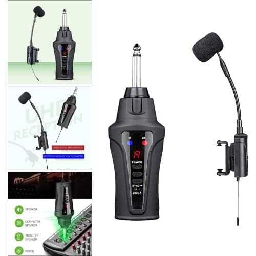 UHF Violins Mic Wireless Microphone System Clip on Musical Instruments for 4-4 Size Violins Accessory