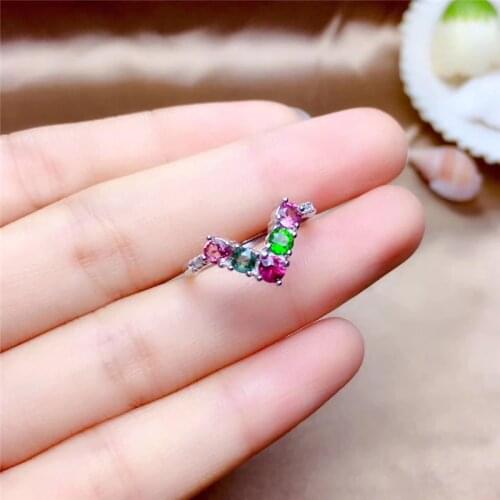 V Natural Tourmaline Jewelry sets for Women Party Engagement Necklace Ring Real gemstones 925 Sterling Silver Free shipping #613