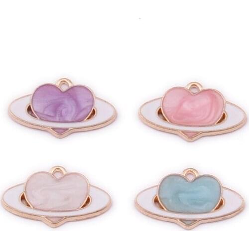 10pcs 21*12mm Diy enamel heart charms heart-shaped earrings necklaces pendants jewelry metal gold alloy dangle fashion women