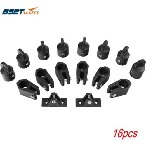 16 PCS Universal Boat Nylon Fittings Hardware Set Black Fits 3 Bow Bimini Top lightweight and durable Yacht Accessories