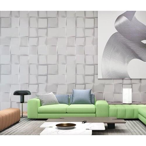 3D Geometrical Pattern Grid Wallpaper Waterproof Wall Background for Living Room PVC Wall Paper Roll Stereoscopic Look 10Mx53CM